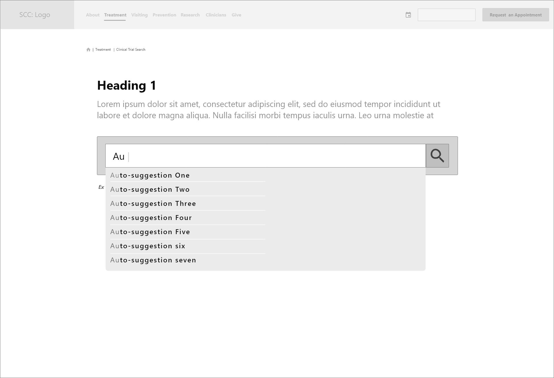 Search Page with Auto Suggest